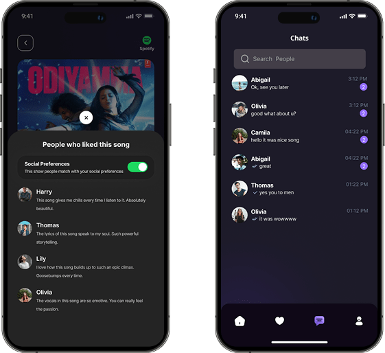 music app chatting screen